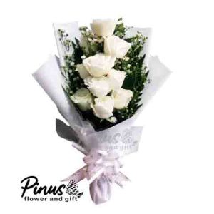 Home Hand Bouquet - White Green Life
